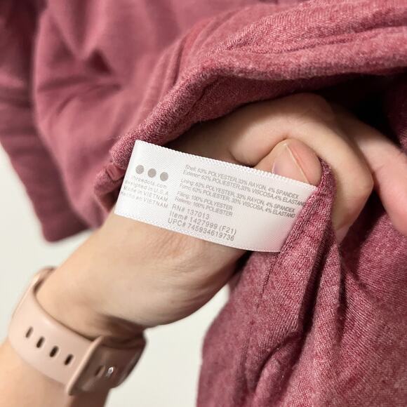 [Three Dots] Red Quilted Knit Fleece Mock Neck Full Zip Jacket Size Medium M - Picture 11 of 11